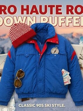 Vintage Haute Route Color Block Puffer Jacket Men’s Medium